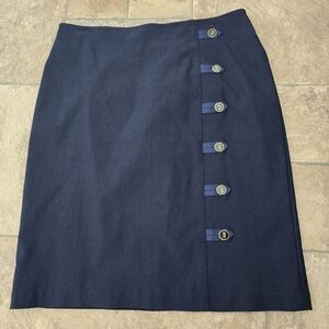 NWT J McLaughlin Elegant Navy Button-Detail Skirt